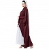 Designer Shirt style Kaftan with inner abaya- Maroon-White